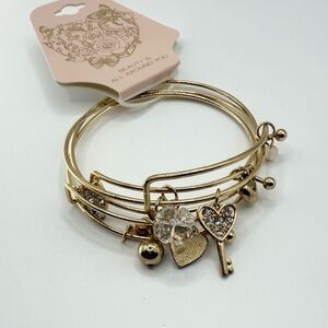 Gold Charm Bangle Bracelet Set